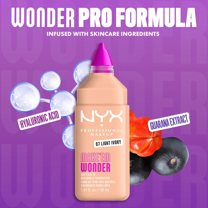 NYX Professional Makeup Make Em Wonder Foundation 30 ml 07 Light Ivory NYX Professional Makeup