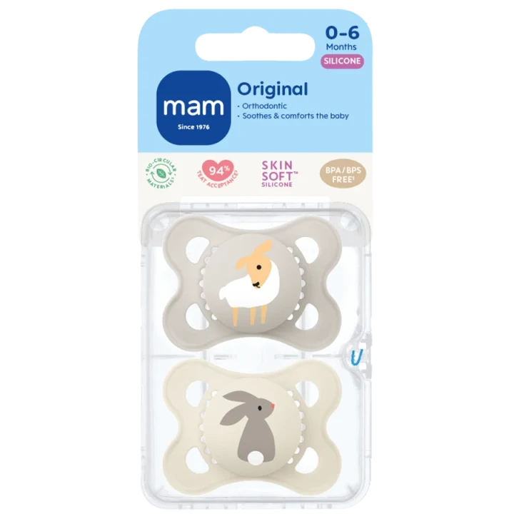 MAM Original Napp 0-6 mån Silk Mixade Färger 2-pack Mam