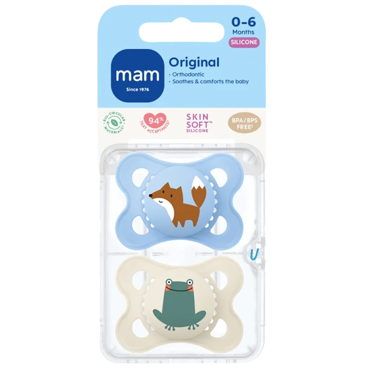 MAM Original Napp 0-6 mån Silk Mixade Färger 2-pack Mam