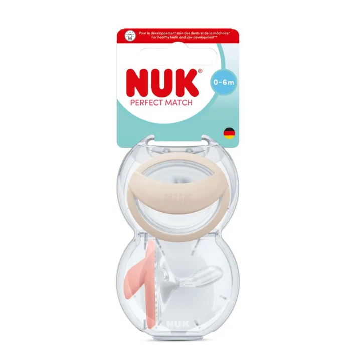 NUK Perfect Match Napp 0-6 mån 2 st Beige/Red Nuk