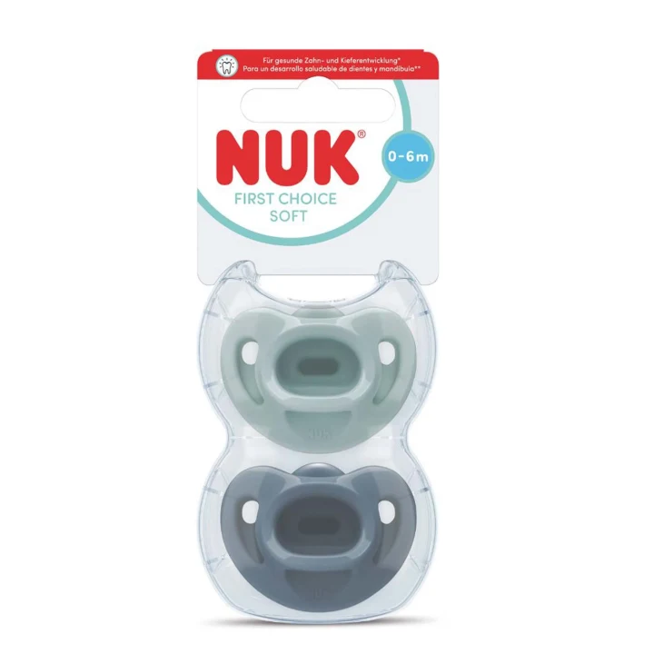NUK First Choice Soft Napp 0-6 mån 2 st Green/Blue Nuk