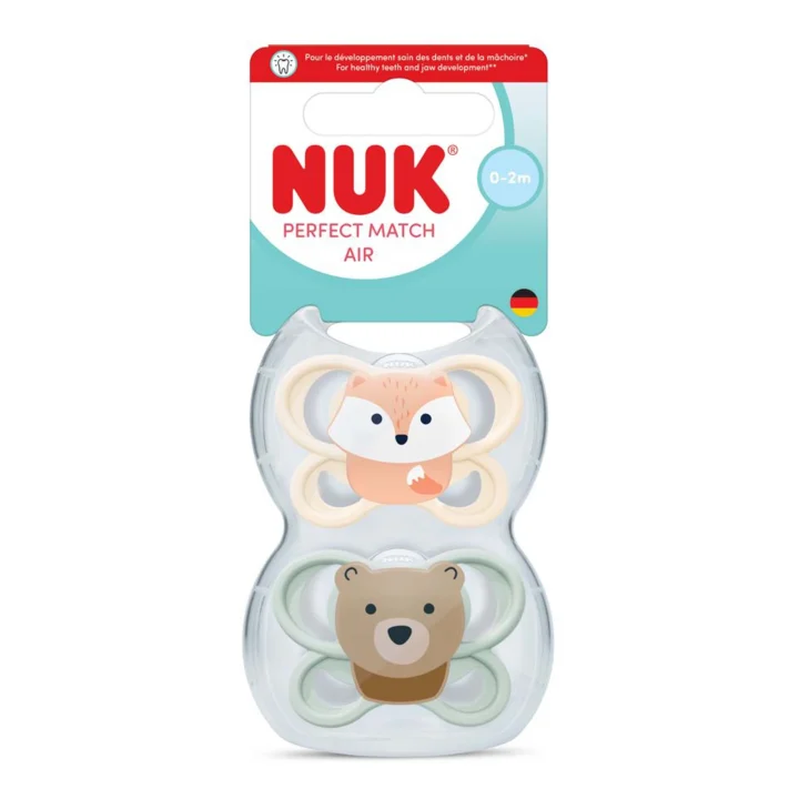 NUK Perfect Match Air Napp 0-2 mån Fox/Bear 2 st Nuk