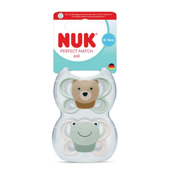 NUK Perfect Match Air Napp 0-6 mån Bear/Frog 2 st Nuk