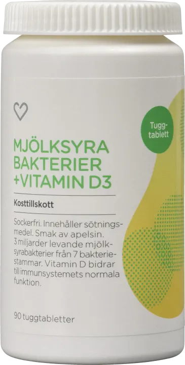 Hjärtats Mjölksyrabakterier + D3 Tuggtablett 90 st Hjärtats