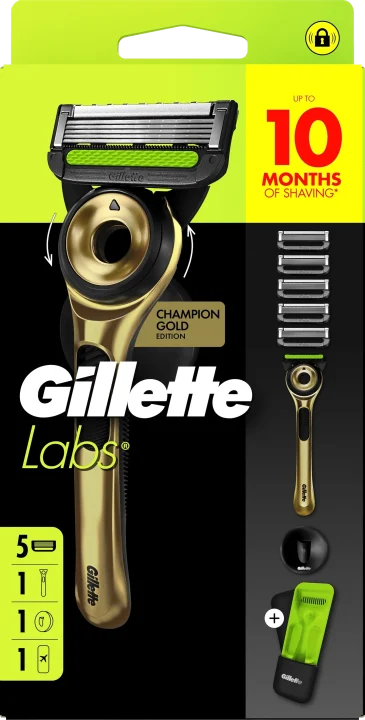 GilletteLabs med Exfoliating Bar Rakhyvel Champion Gold Edition 5 rakblad Gillette Labs