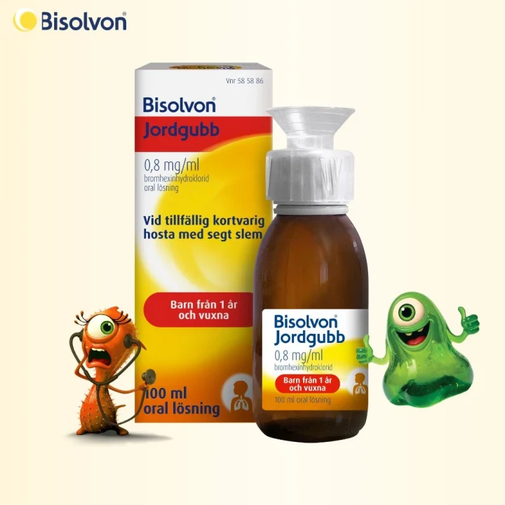 Bisolvon Jordgubb Oral lösning 0,8mg/ml Flaska 100 ml Bisolvon