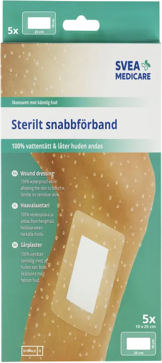 Svea Medicare Sterilt Snabbförband Vattentätt 10x25 cm 5 st Svea Medicare
