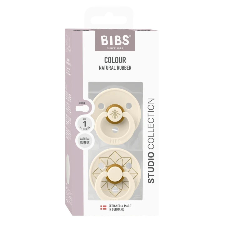 BIBS Pacifier Studio Colour Noor Latex Size 1 Ivory Gold 2-pack BIBS