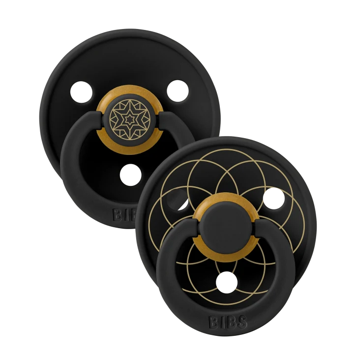 BIBS Pacifier Studio Colour Layl Latex Size 1 Black Gold 2-pack BIBS