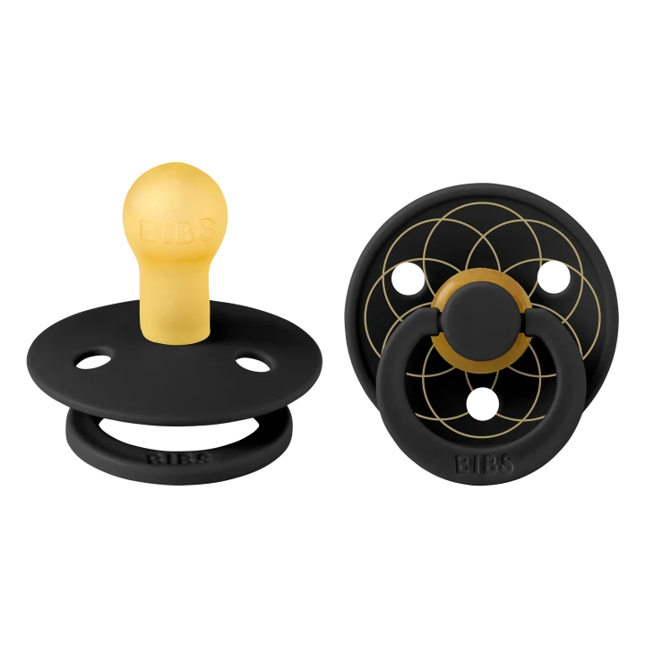 BIBS Pacifier Studio Colour Layl Latex Size 1 Black Gold 2-pack BIBS