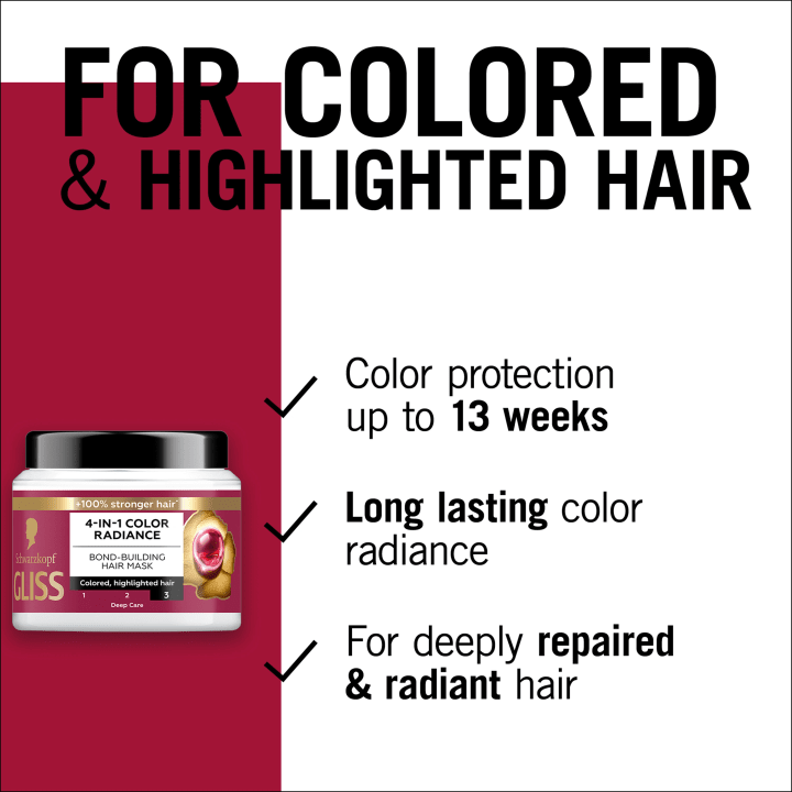 Schwarzkopf Gliss 4-In-1 Color Radiance Bond-Building Hair Mask 400 ml Schwarzkopf