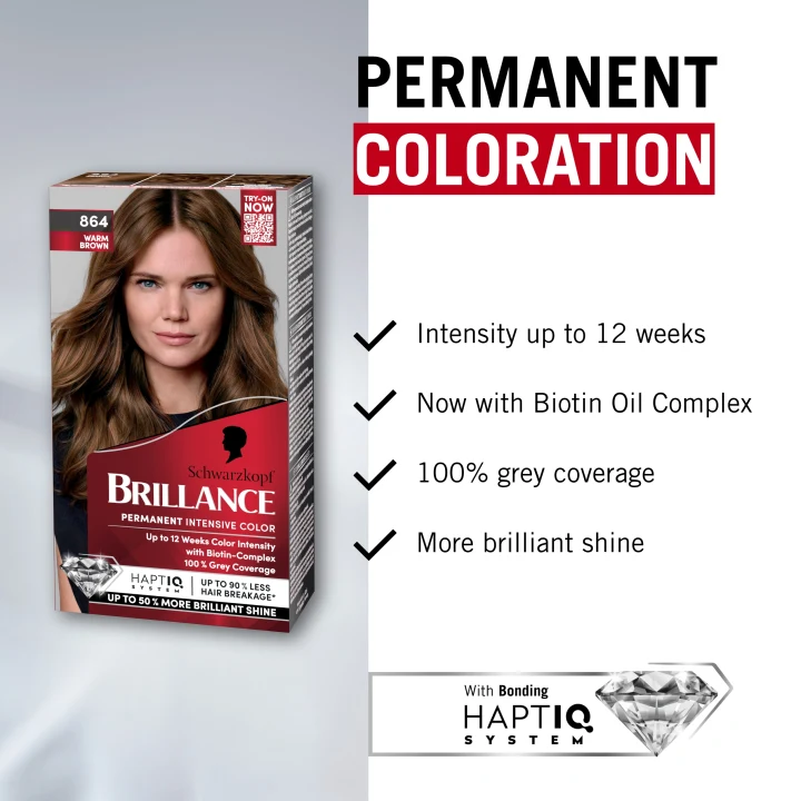 Schwarzkopf Brillance Permanent Intensive Color 864 Warm Brown Schwarzkopf