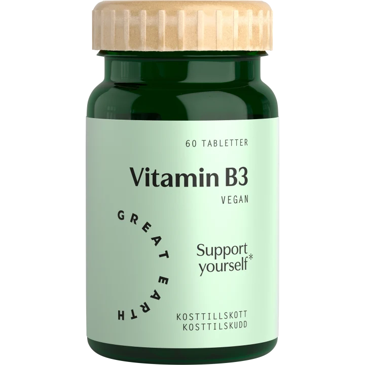 Great Earth Vitamin B3 Niacin 500 mg 60 tabletter Great Earth