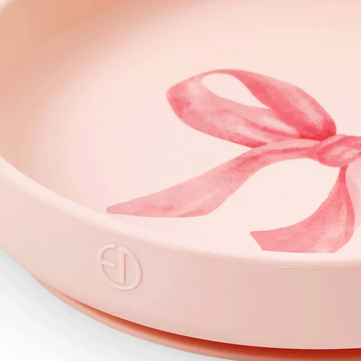 Elodie Silkontallrik Med bestick Rosy Bow Elodie Details
