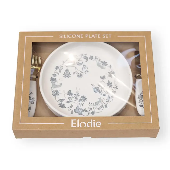 Elodie Silkontallrik Med Bestick Leo Garden Toile Elodie Details