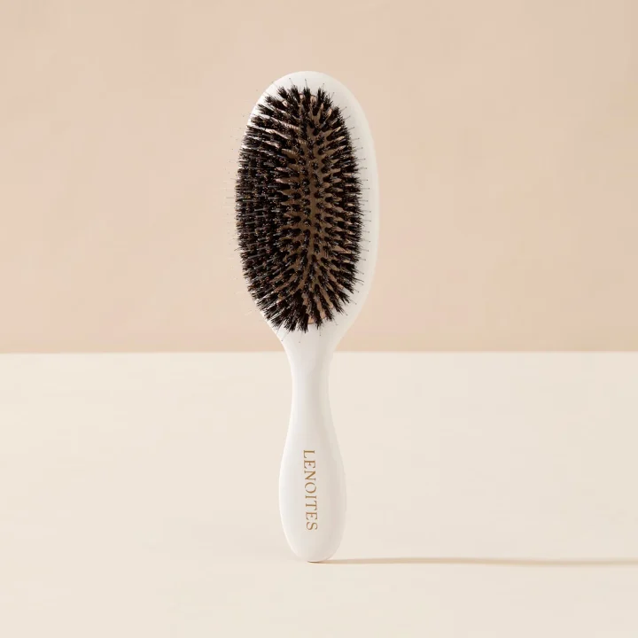 Lenoites Wild Boar Hair Brush with Cleaning Tool White Lenoites