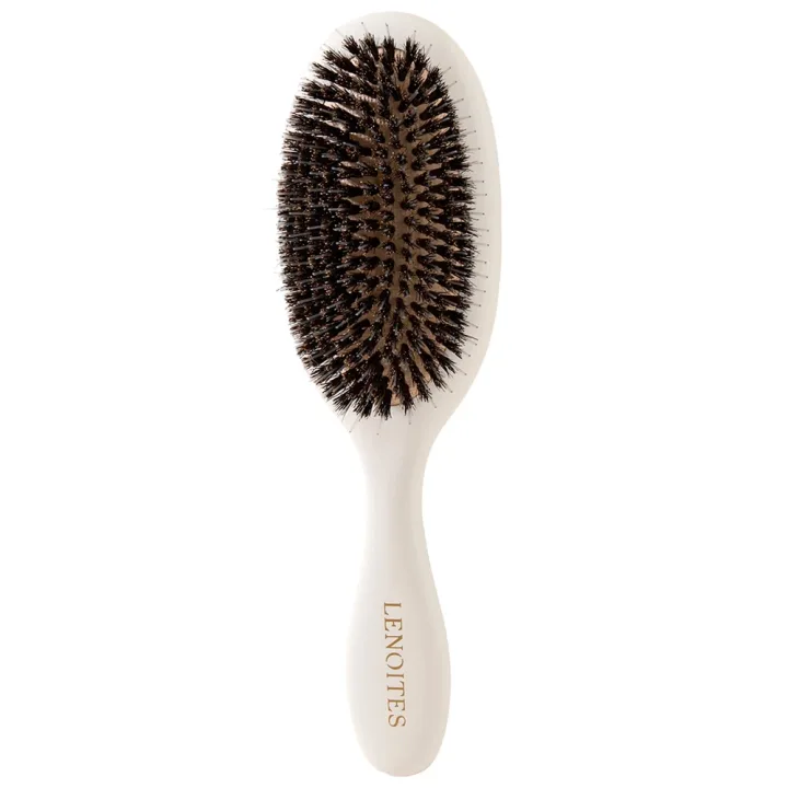 Lenoites Wild Boar Hair Brush with Cleaning Tool White Lenoites