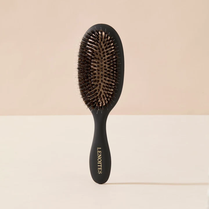 Lenoites Wild Boar Hair Brush with Cleaning Tool Black Lenoites