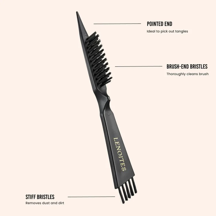 Lenoites Wild Boar Hair Brush with Cleaning Tool Black Lenoites