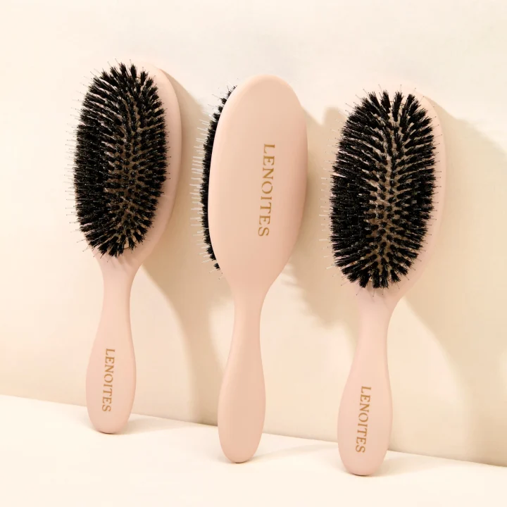 Lenoites Wild Boar Hair Brush with Cleaning Tool Blush Lenoites