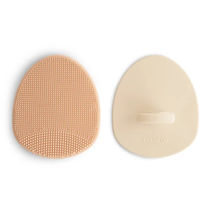 Mushie Cradle Cap Brush Blush/Shifting Sand 2-pack Mushie