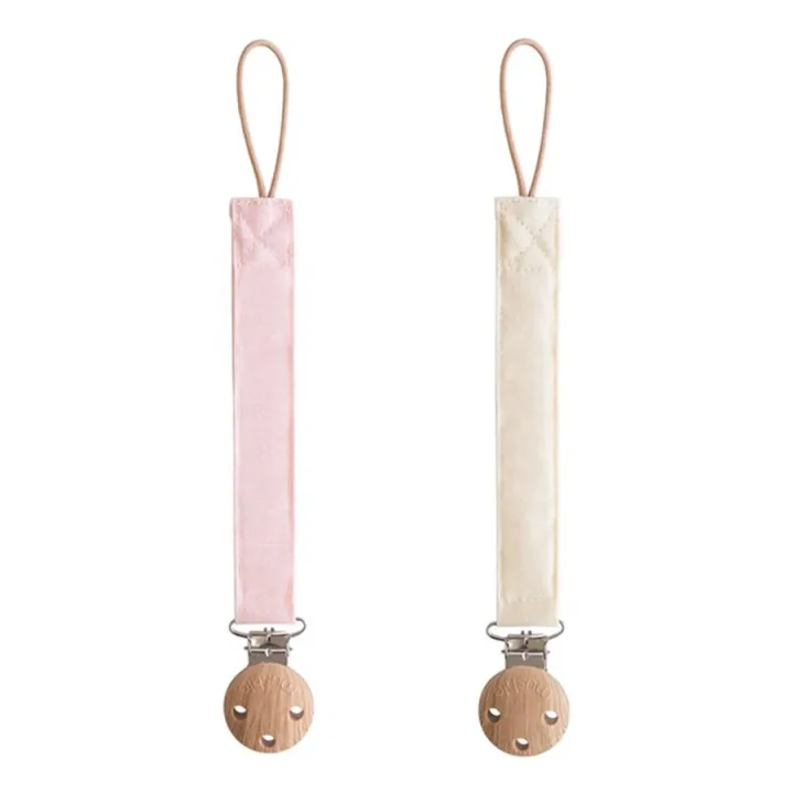 Mushie Linen Pacifier Clip 2-pack Blush/Cream Mushie