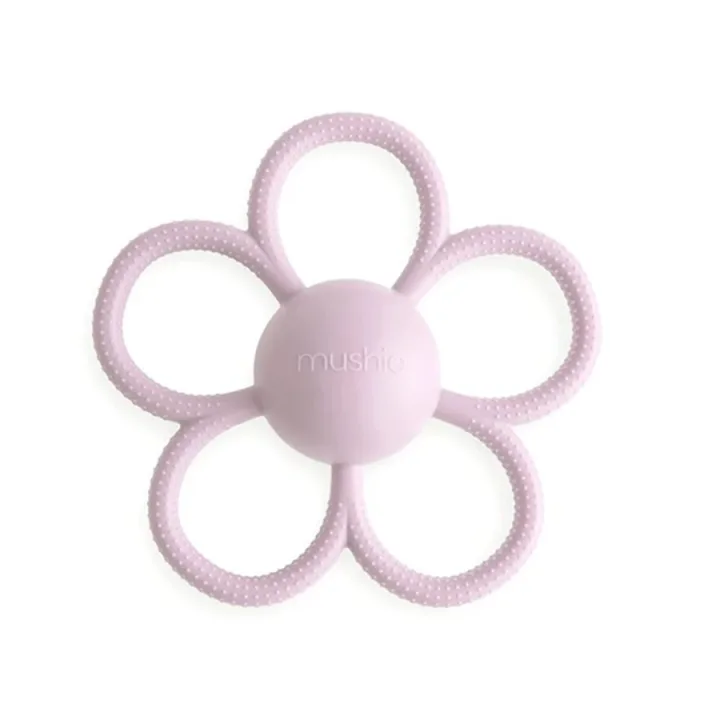 Mushie Daisy Rattle Teether Soft Lilac Mushie