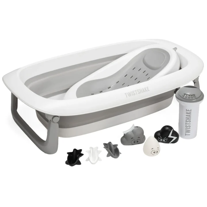 Twistshake Bathtub, Shower & Bath Cradle, Rinser, 6x Toys Pastel Grey Twistshake
