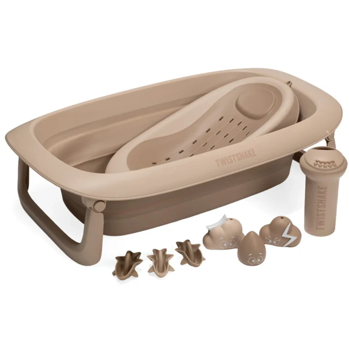 Twistshake Bathtub, Shower & Bath Cradle, Rinser, 6x Toys Mocha Twistshake