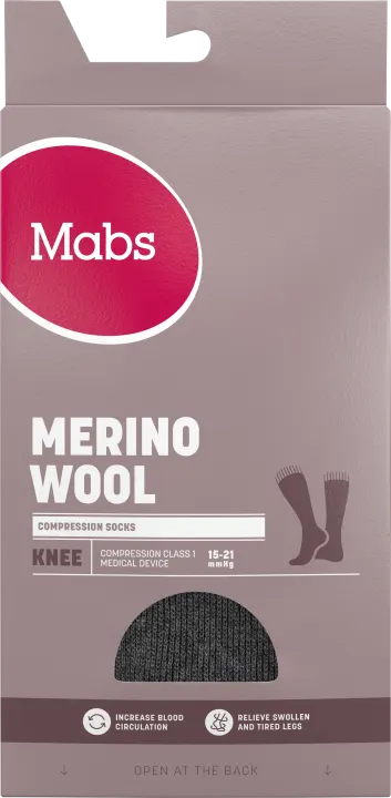 Mabs Wool Knee Black 1 par L Mabs