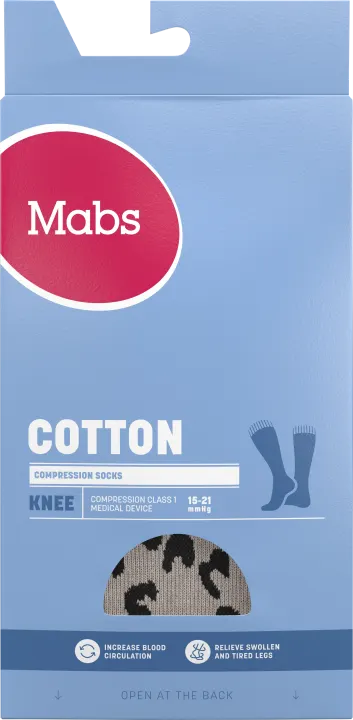 Mabs Cotton Knee Grey Leopard L Mabs