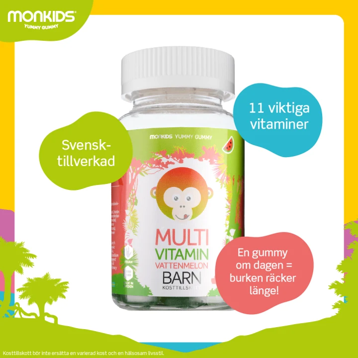 Monkids Multivitamin Barn Vattenmelon 60st Monkids