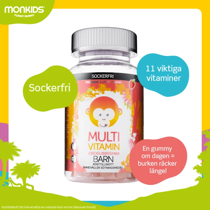 Monkids Multivitamin Sockerfri Barn Jordgubb 60 st Monkids