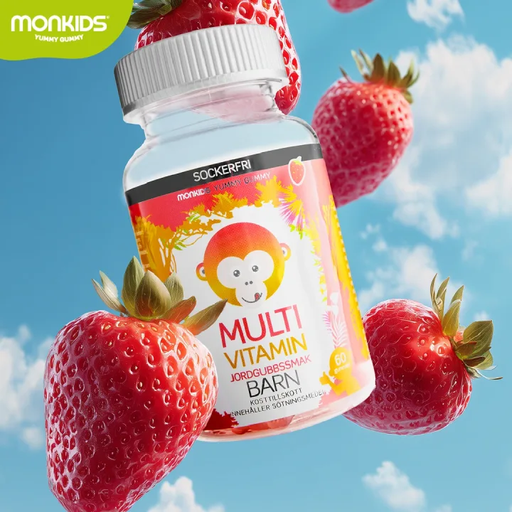 Monkids Multivitamin Sockerfri Barn Jordgubb 60 st Monkids