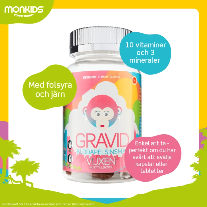 Monkids Gravid Blodapelsin 60 st Monkids