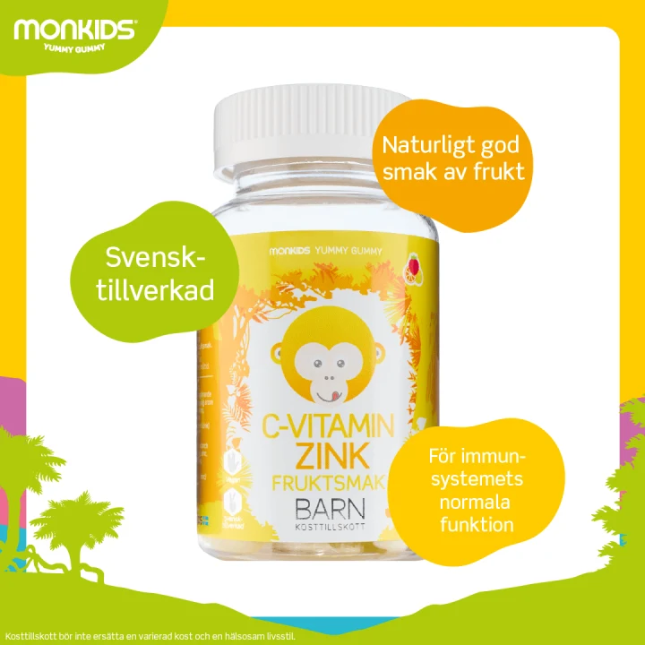 Monkids C-vitamin + Zink Fruktsmak 60 st Monkids