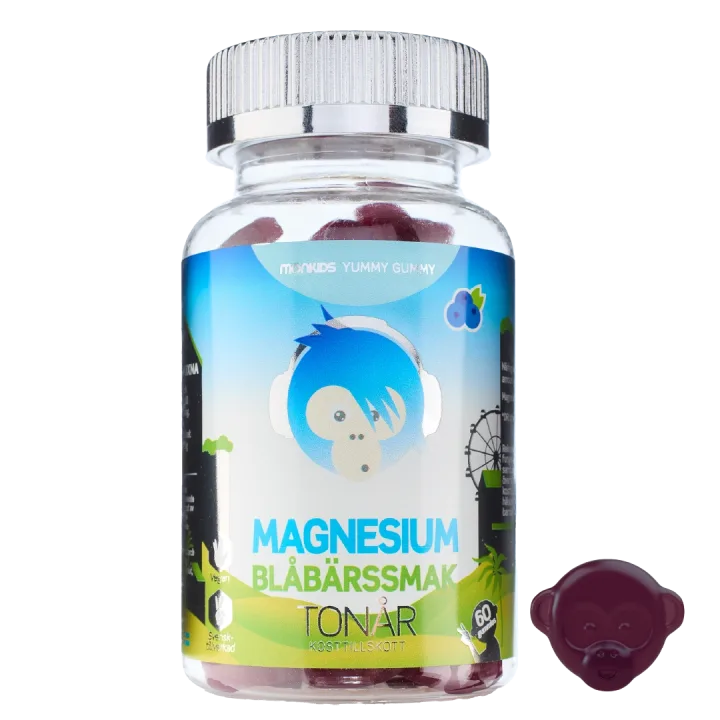 Monkids Magnesium Tonår Blåbär 60 st Monkids
