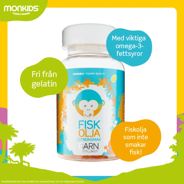 Monkids Fiskolja Barn Citron 60 st Monkids