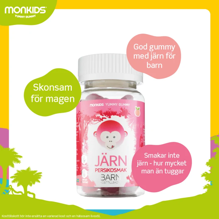 Monkids Järn Barn Persika 30 st Monkids