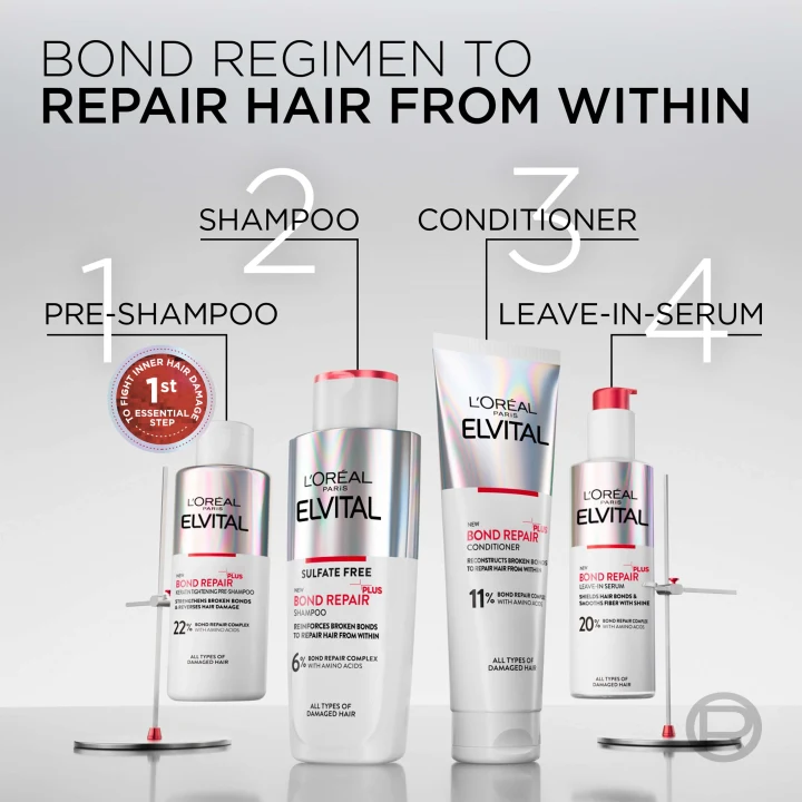 L'Oréal Paris Elvital Bond Repair Shampoo för skadat hår 200 ml. Visa bild 9 av 9