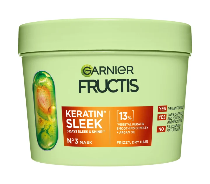 Garnier Fructis Keratin Sleek Hårinpackning för frissigt hår 370 ml Garnier