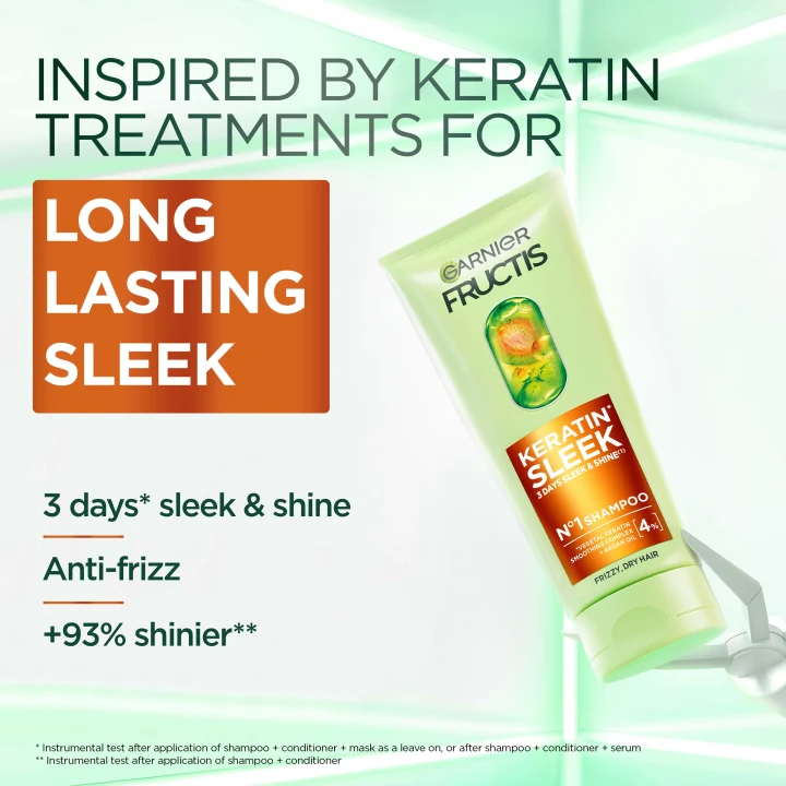 Garnier Fructis Keratin Sleek Schampo för frissigt hår 200 ml Garnier