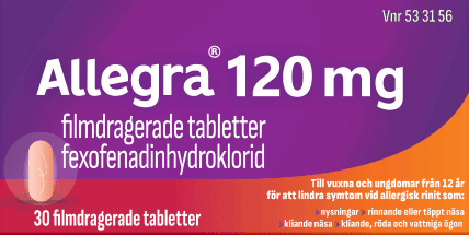 Allegra filmdragerad tablett 120 mg 30 st Allegra