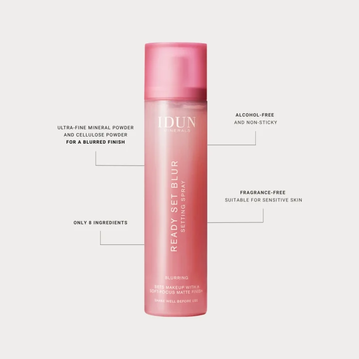 IDUN Minerals Ready Set Blur Setting Spray 100 ml. Visa bild 4 av 7