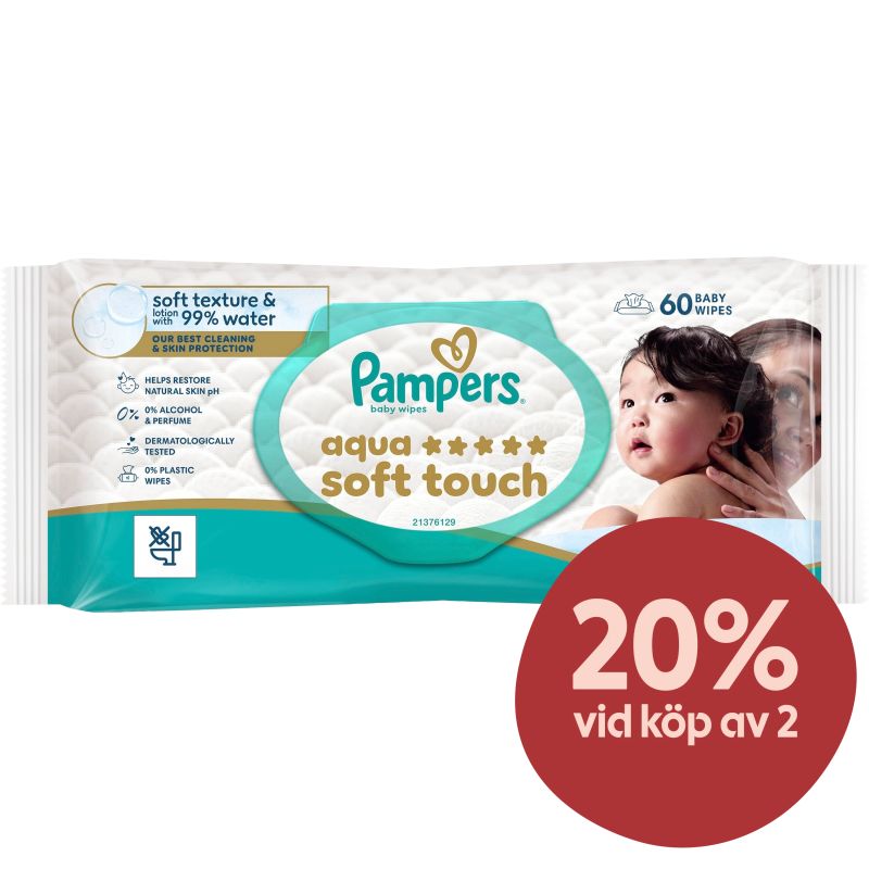 Pampers Aqua Soft Touch Wipes 60 st - Våtservetter