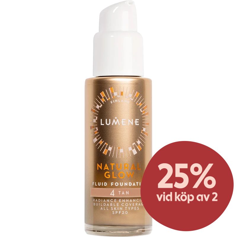 Lumene Natural Glow Fluid Foundation SPF 20, 30 ml 4 Tan - Flytande foundation