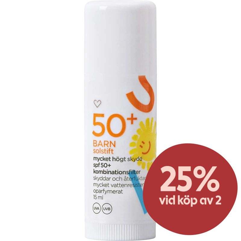 Hjärtats Solstift Barn Oparfymerat SPF 50+, 15 ml - Solskydd ansikte