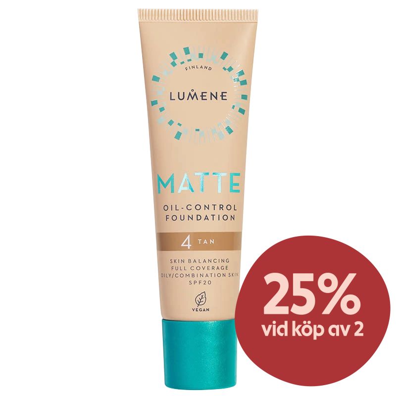 Lumene Matte Oil-Control Foundation SPF 20, 30 ml 4 Tan - Täckande foundation