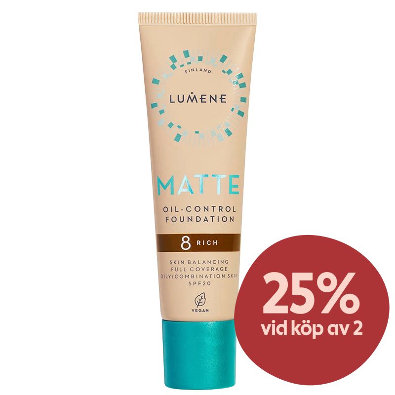 Lumene Matte Oil-Control Foundation SPF 20, 30 ml 8 Rich - Täckande foundation