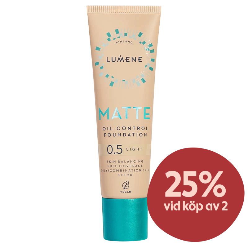 Lumene Matte Oil-Control Foundation SPF 20, 30 ml 0,5 Light - Täckande foundation